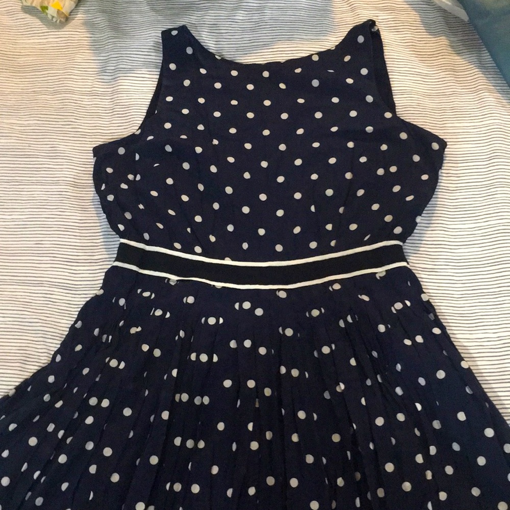 Talbots beautiful blue/white polka dots dress size 12